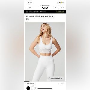 Alo Airbrush Mesh Corset Tank Top